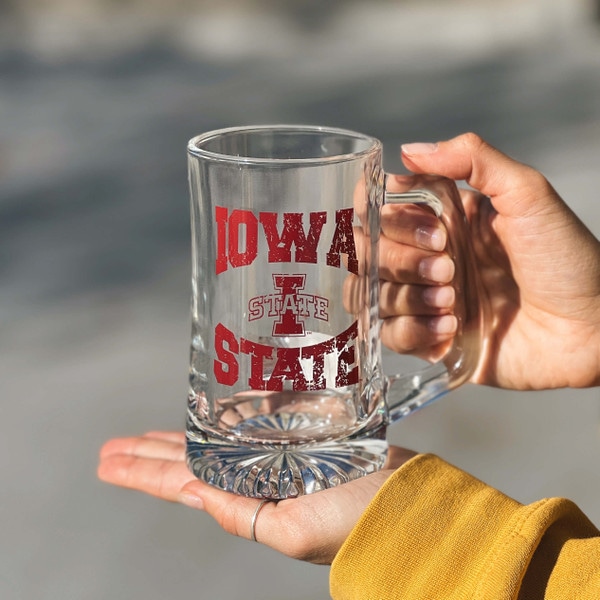 Iowa State I-State 16 oz. Clear Glass Mug
